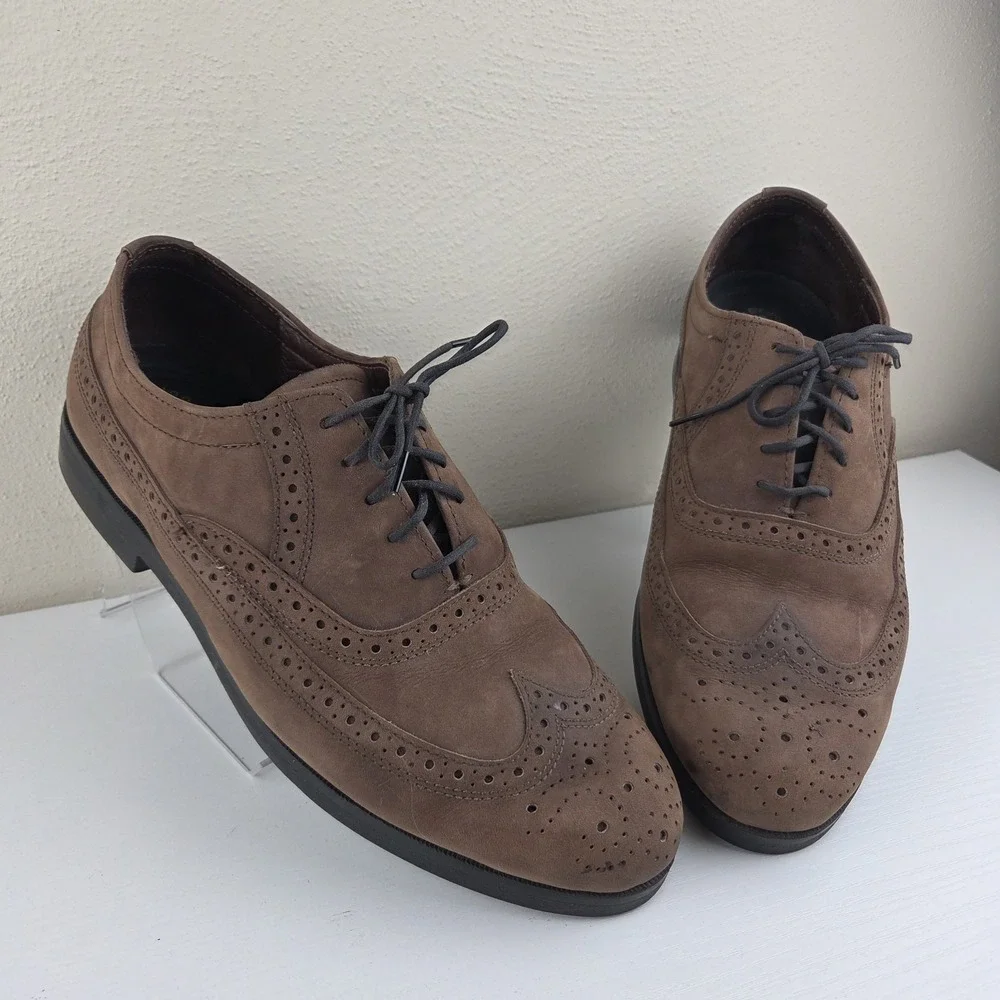 Dexter Men's Brown Suede Leather Waterproof Wing Tip Lace Up Shoes‎ Size 10.5 WW